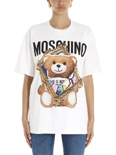 Shop Moschino Teddy Frame Printed T In White