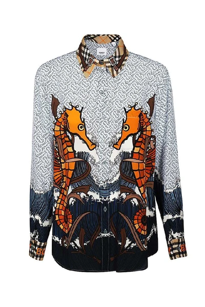 Shop Burberry Seahorse Print Shirt In Multi