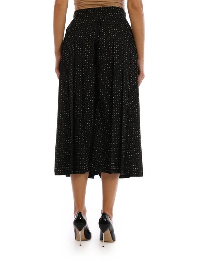 Shop Max Mara Polka Dot Pleated Skirt In Black