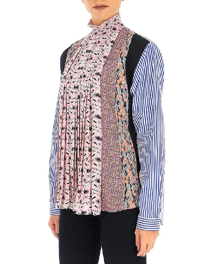 Shop Prada Contrast Print Ruched Detail Blouse In Multi