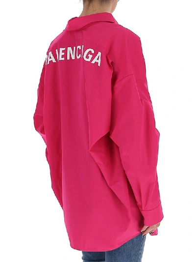 Shop Balenciaga Oversized Logo Shirt In Pink