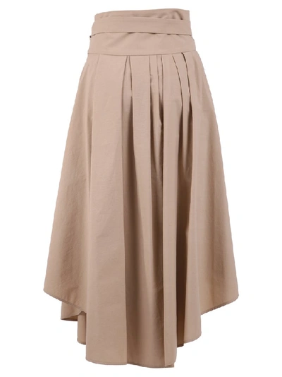 Shop Brunello Cucinelli Asymmetric Hem Skirt In Beige