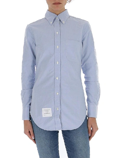 Shop Thom Browne Classic Long Sleeve Shirt In Blue