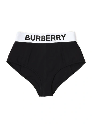 Shop Burberry Logo Waistband Bikini Bottoms In Black
