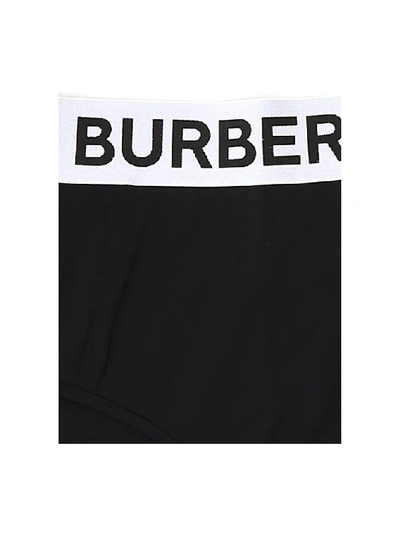 Shop Burberry Logo Waistband Bikini Bottoms In Black