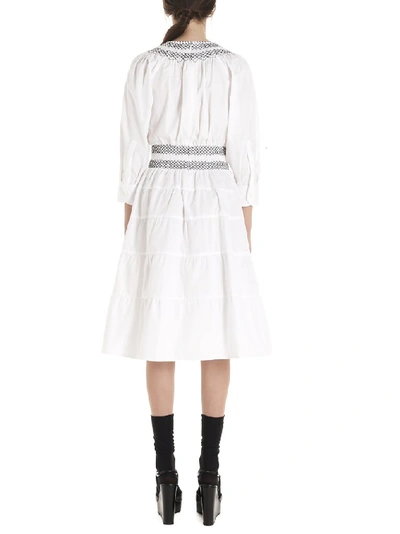 Shop Prada Tiered Stitch Detail Dress In White