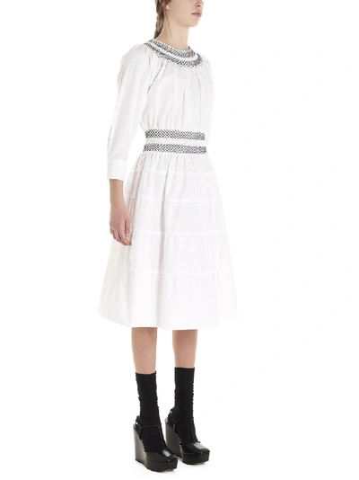 Shop Prada Tiered Stitch Detail Dress In White