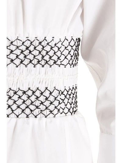 Shop Prada Tiered Stitch Detail Dress In White