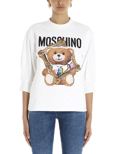 Shop Moschino Teddy Frame Sweatshirt In White