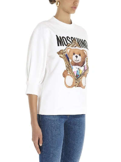 Shop Moschino Teddy Frame Sweatshirt In White