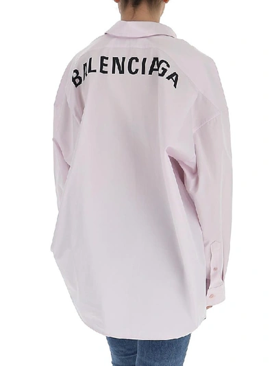 Shop Balenciaga Oversized Logo Shirt In Pink