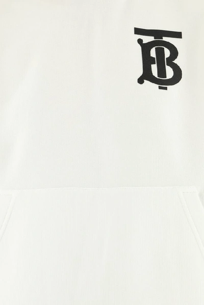 Shop Burberry Embroidered Tb Hoodie In White