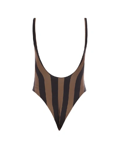 Shop Fendi One Piece Swimsuit In Brown