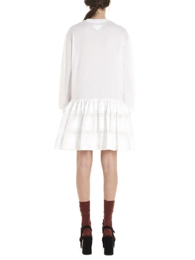 Shop Prada Ruffled Lace Detail Dress In White