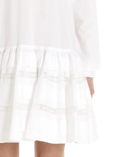 Shop Prada Ruffled Lace Detail Dress In White