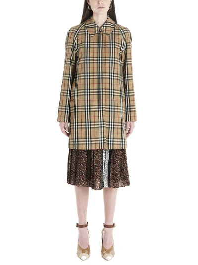 Shop Burberry Vintage Check Car Coat In Beige