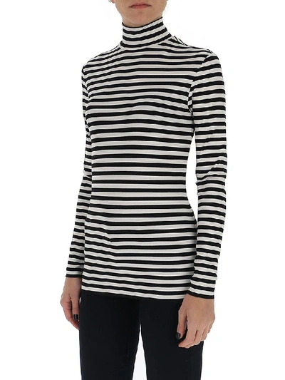 Shop Burberry Striped Turtleneck Long In Multi