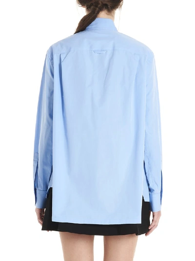 Shop Prada Floral Embroidered Shirt In Blue