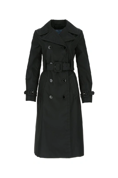 Shop Prada Belted Trench Coat In Black