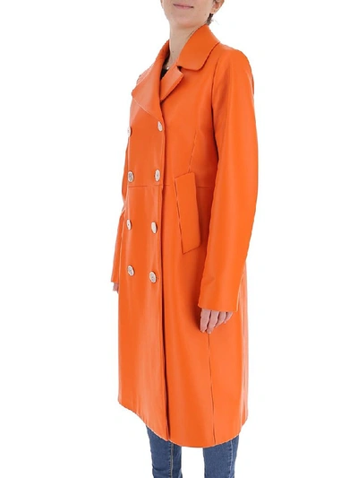 Shop Prada Double Breasted Coat In Orange