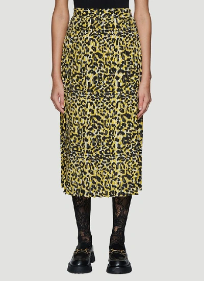 Shop Gucci Leopard Print Pleated Skirt In Multi