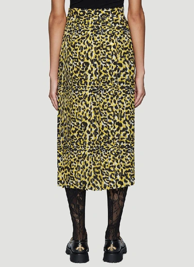 Shop Gucci Leopard Print Pleated Skirt In Multi