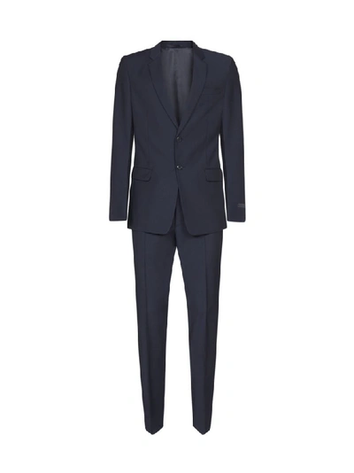 Shop Prada Single Breasted Tailored Suit In Blue