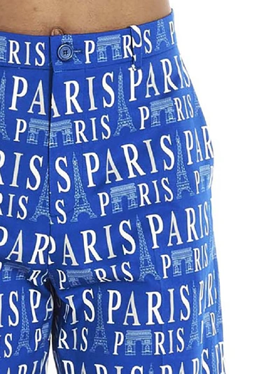 Shop Balenciaga Paris Printed Pants In Blue