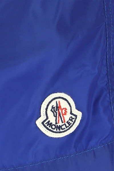 Shop Moncler Logo Patch Swim Shorts In Blue