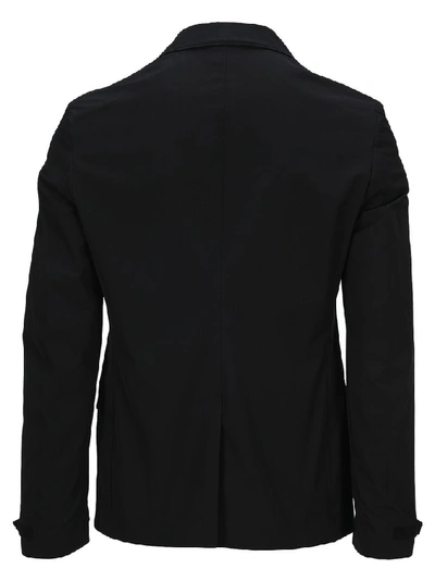 Shop Prada Logo Trim Blazer In Black