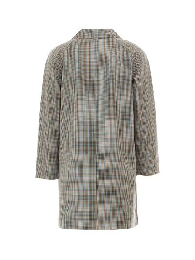 Shop Prada Checked Print Coat In Multi