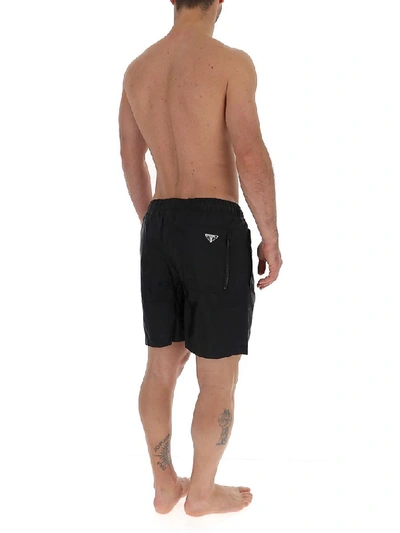 Shop Prada Logo Swim Shorts In Black