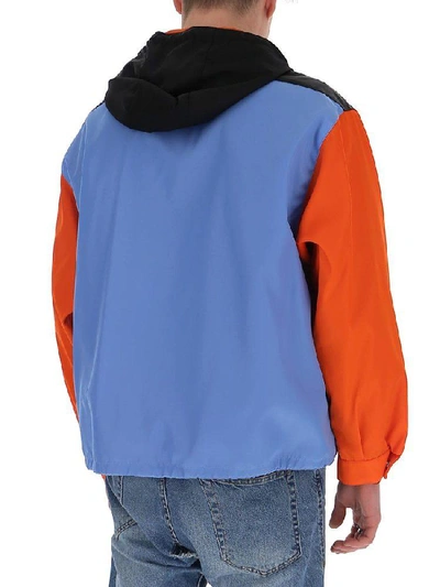Prada Anorak Gabardine Nylon Jacket In Blue+orange | ModeSens