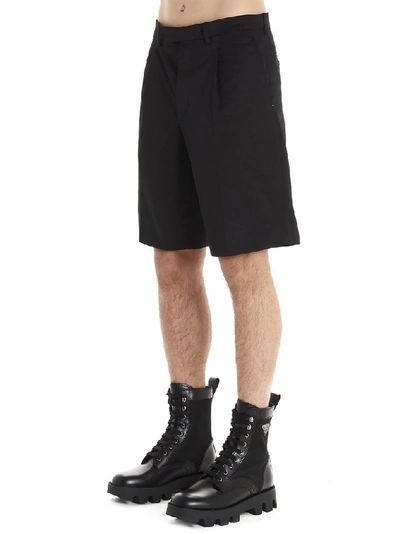 Shop Prada Chino Bermuda Shorts In Black