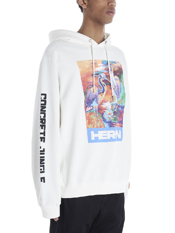 heron bird slogan print hoodie