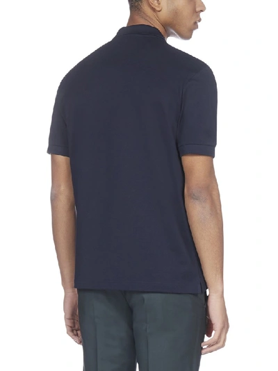 Shop Prada Logo Patch Polo Shirt In Navy