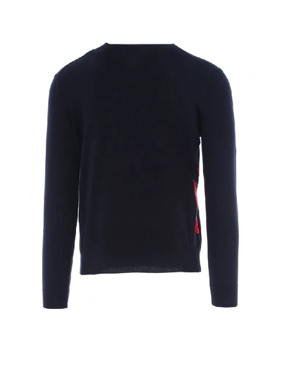 Shop Moncler Logo Sweater In Navy