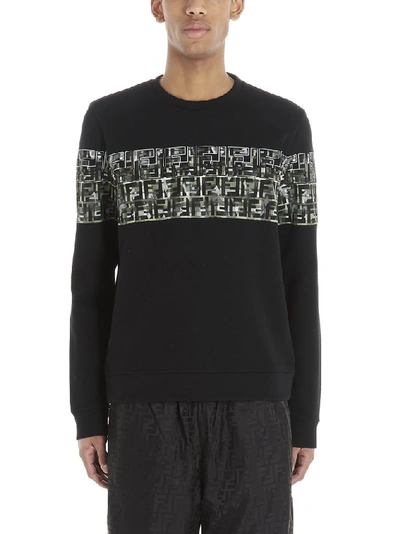 Shop Fendi Ff Camouflage Sweatshirt In Black