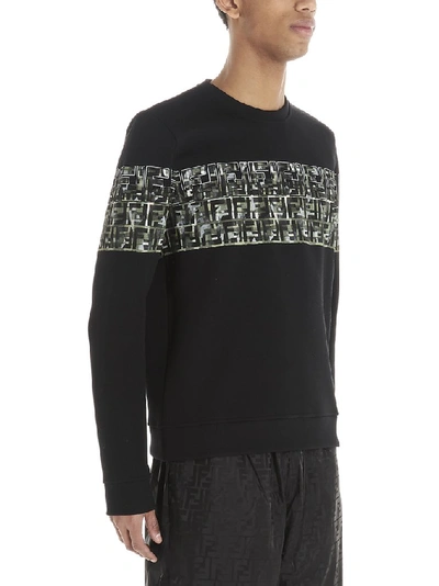 Shop Fendi Ff Camouflage Sweatshirt In Black