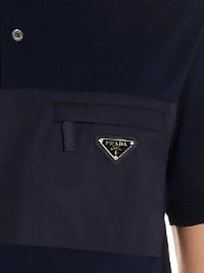 Shop Prada Logo Polo Shirt In Blue