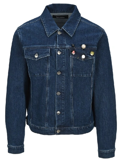 Shop Raf Simons Badges Motif Denim Jacket In Blue