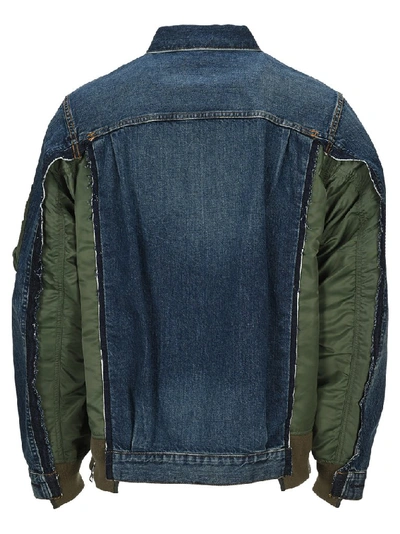 Shop Sacai Panelled Denim Jacket In Multi