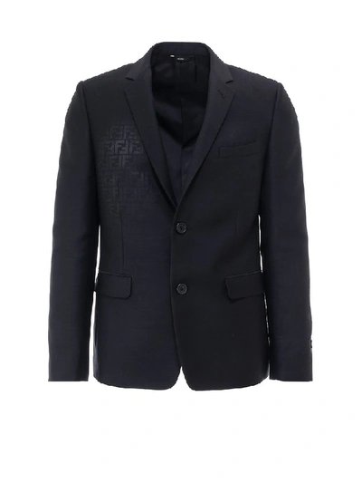 Shop Fendi Ff Motif Tailored Blazer In Black