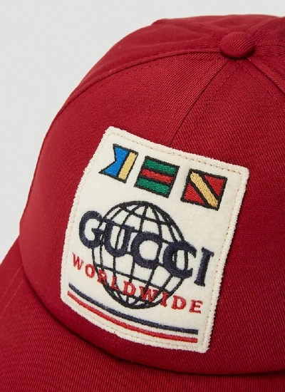 Shop Gucci Logo Baseball Cap In Red