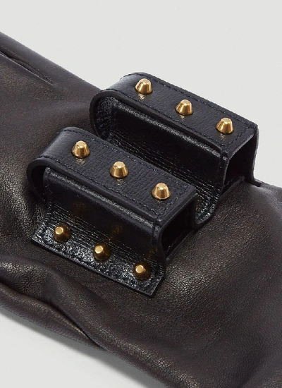 Shop Gucci Stud Embellished Gloves In Black