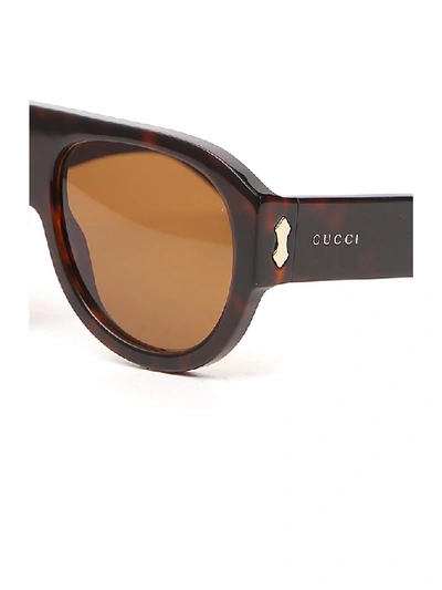 Shop Gucci Eyewear Aviator Frame Sunglasses In Brown