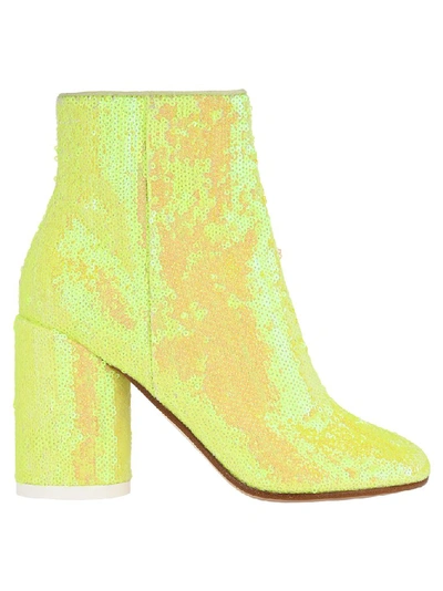Shop Mm6 Maison Margiela Sequins Ankle Boots In Yellow