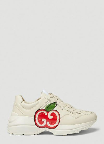 Shop Gucci Rhyton Gg Apple Sneakers In White