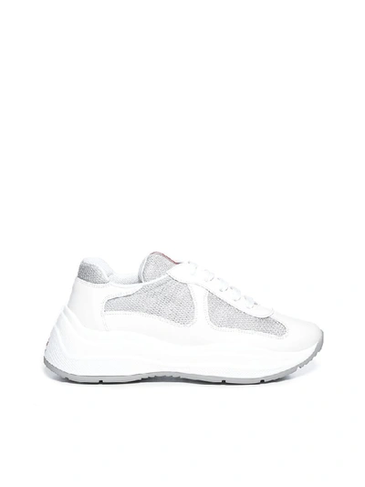 Shop Prada Chunky Sole Lace Up Sneakers In White