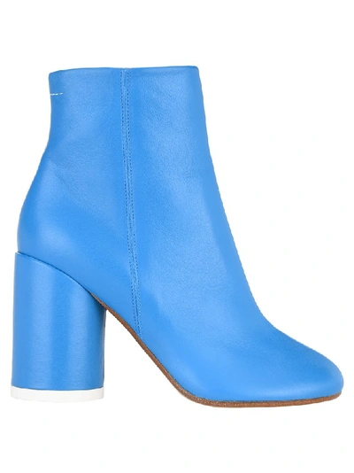Shop Mm6 Maison Margiela Block Heel Boots In Blue